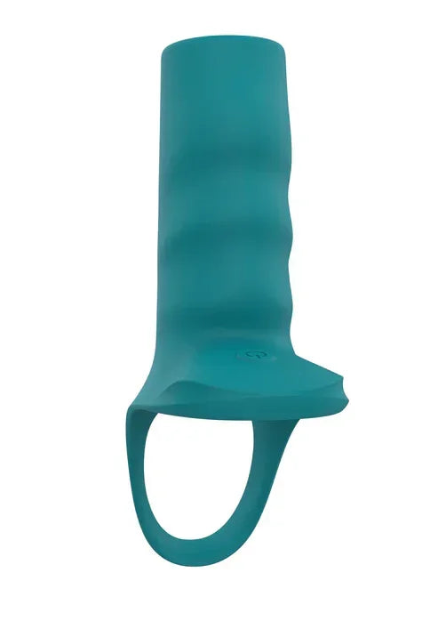 Teal vibrerende couple-sleeve met open ringlus en gladde behuizing