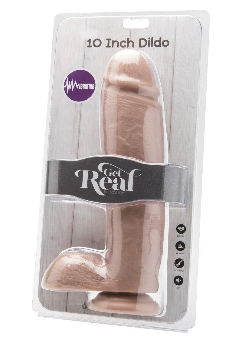 Get Real Dildo 10' with Balls Vibrator by ToyJoy - Happytoys Sexshop: online sex shop for Feeling Happy & Easy 😊 - Discreet geleverd