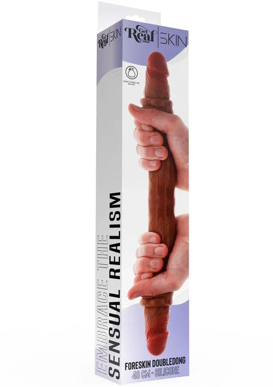 Get Real Silicone Foreskin Double Dong 40 cm @ ToyJoy - Happytoys Sexshop: online sex shop for Feeling Happy & Easy 😊 - Discreet geleverd