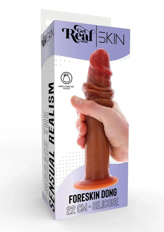 Get Real Silicone Foreskin Dong 22 cm ToyJoy - Happytoys Sexshop: online sex shop for Feeling Happy & Easy 😊 - Discreet geleverd
