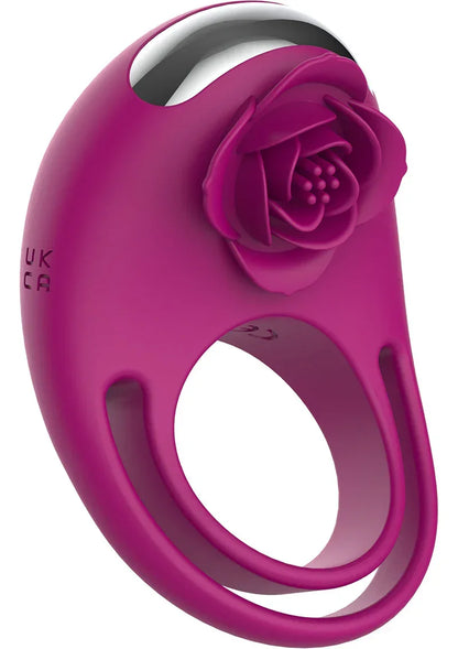 Magenta C-ring afstandsbediening met rozenmotief, zijdetail en ronde opening
