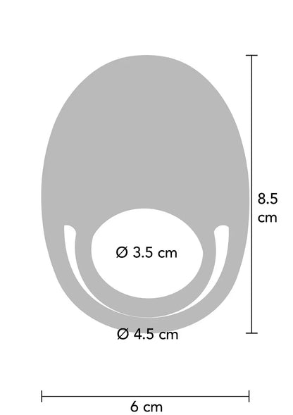 C-ring met maatvoering: 6 cm breed, 8,5 cm hoog en ø 3,5 cm