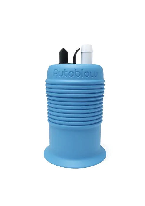 Autoblow VacuGLIDE blauwe universele stroker cap, close-up van de dop
