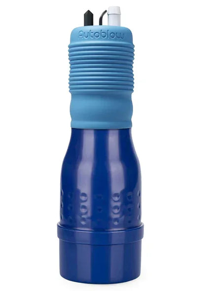 Autoblow VacuGLIDE stroker cap met blauwe ribbels en donkerblauwe onderste ring
