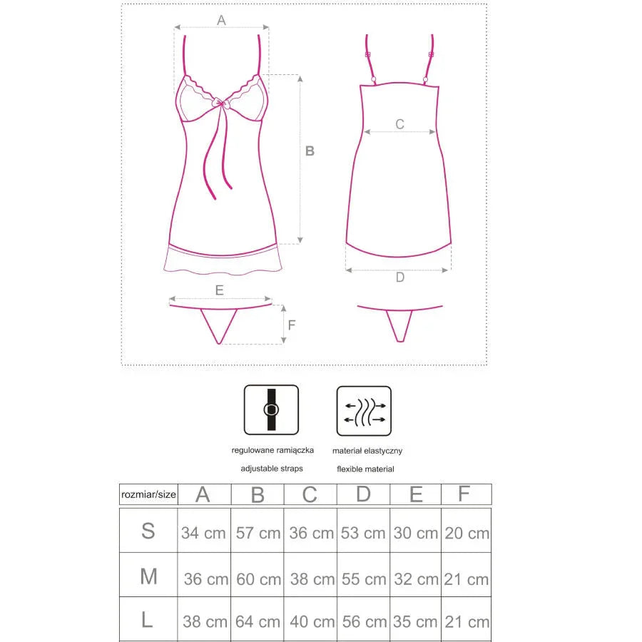 LIVCO CORSETTI FASHION - HYEONA 1710 BABYDOLL + THONG ROSE S - Happytoys Sexshop: online sex shop for Feeling Happy & Easy 😊 - Discreet geleverd