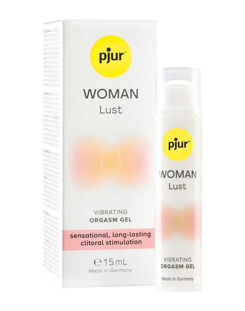 pjur WOMAN Lust vibrerende orgasmengel 15 ml, doos en flesje